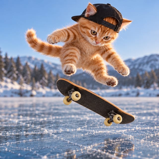 His next kickflip is on thin ice. His confidence has no concerns.
